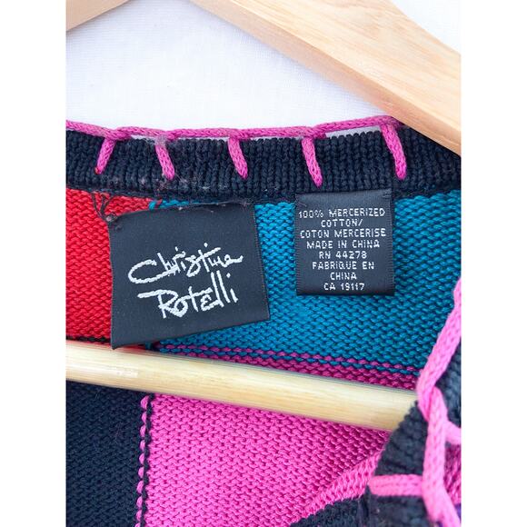 Vintage Novelty Patchwork Dog Christmas Knit Sweater Large Dopamine Dressing - Picture 3 of 10